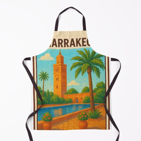 Item preview, Marrakech – Vintage Travel Poster of Koutoubia Mosque and Gardens designed and sold by hlldz.