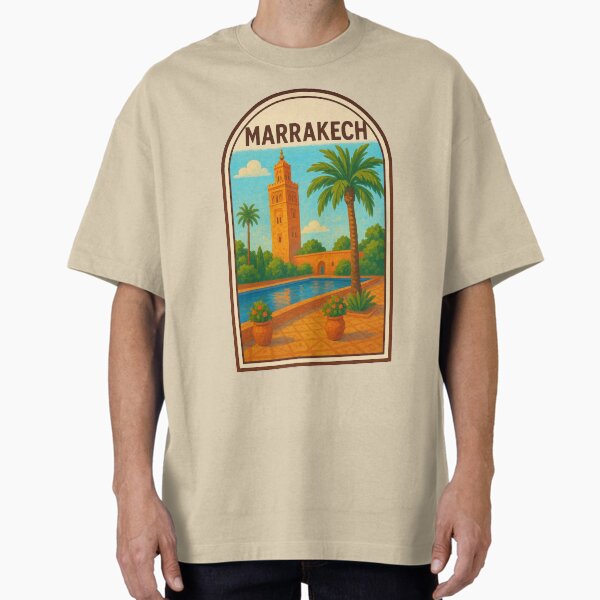 Item preview, Marrakech – Vintage Travel Poster of Koutoubia Mosque and Gardens designed and sold by hlldz.