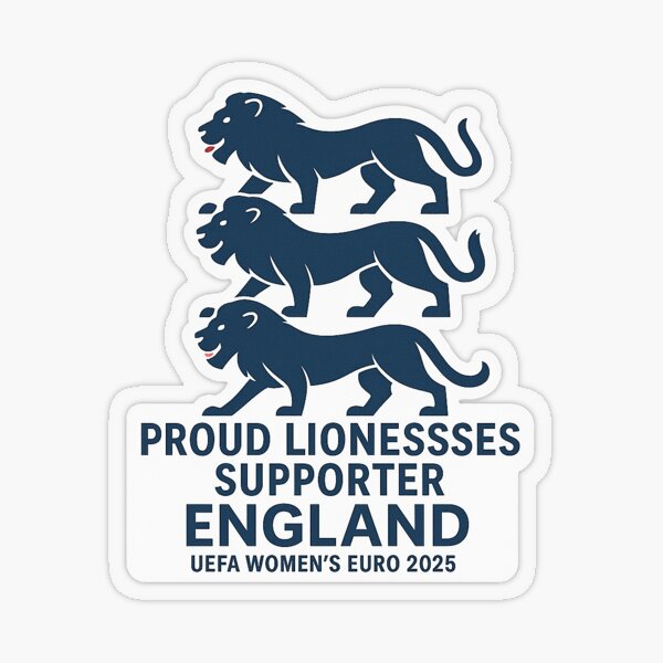 Aperçu de l'œuvre Autocollant « Fière supportrice des Lionnes » – Angleterre féminine Euro 2025 créée et vendue par Final Whistle Art.