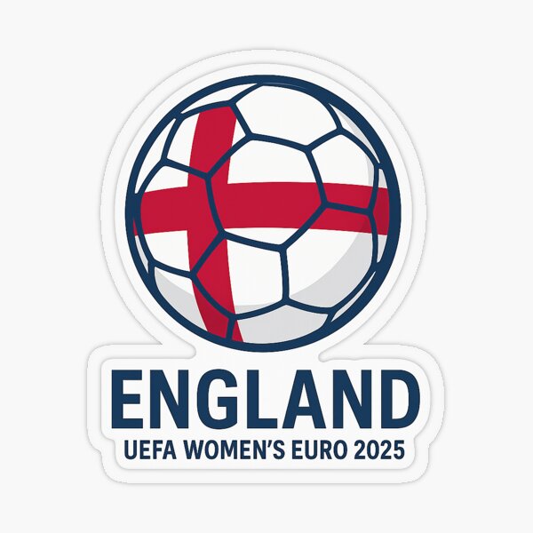 Aperçu de l'œuvre Autocollant de football anglais – Modèle UEFA Euro féminin 2025 créée et vendue par Final Whistle Art.