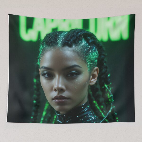 Item preview, Capricorn Zodiac Sign – Earthbound Futuristic Queen | Green Cyberpunk Art designed and sold by ArtiQreate.