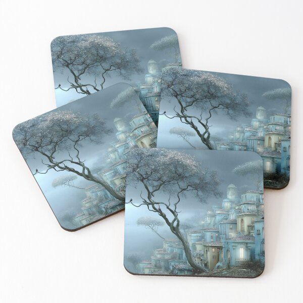 Item preview, Ethereal Landscape of Quirky Houses Among Trees designed and sold by Artessie.