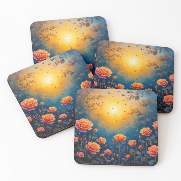 Item preview, Mystical Bloom – Glowing Roses at Sunset designed and sold by FotoworldEdel.