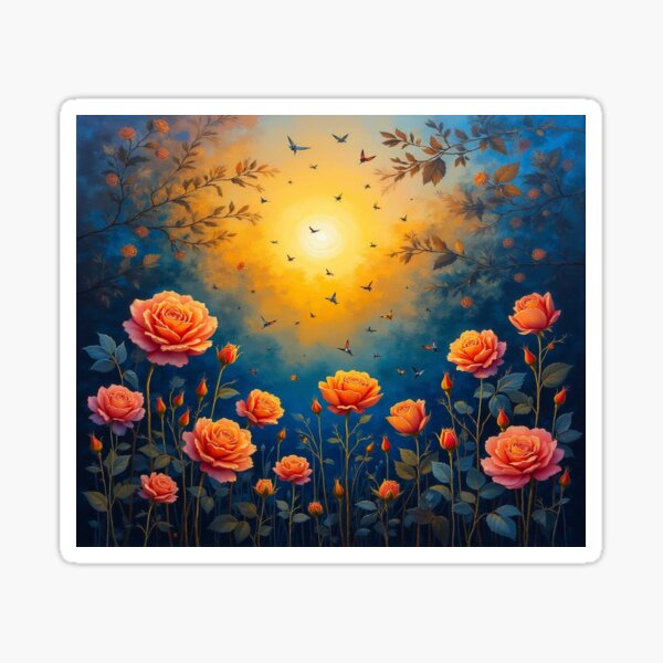 Item preview, Mystical Bloom – Glowing Roses at Sunset designed and sold by FotoworldEdel.