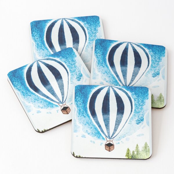 Item preview, Hot air balloon over a field painted in watercolor. designed and sold by Greitas.