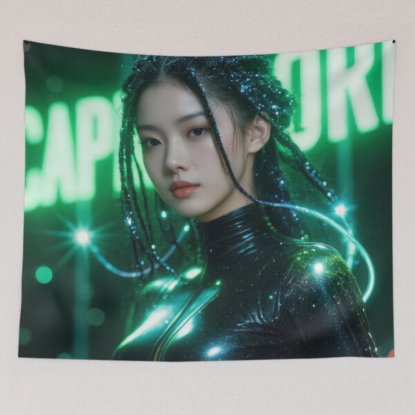 Item preview, Capricorn Zodiac Sign – Earthbound Futuristic Queen | Green Cyberpunk Art designed and sold by ArtiQreate.