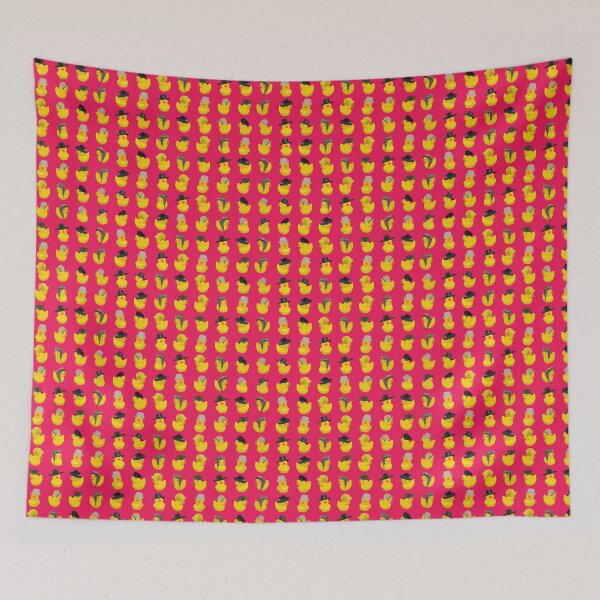 Item preview, Yellow Chicks in Hats in Rows on Hot Magenta designed and sold by Art in My Loft.