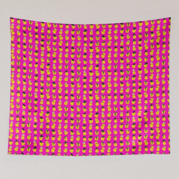 Item preview, Yellow Chicks in Hats in Rows on Hot Pink designed and sold by Art in My Loft.