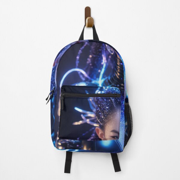 Item preview, Aquarius Zodiac Sign – Electric Cyberpunk Visionary | Lightning Blue Neon Art designed and sold by ArtiQreate.