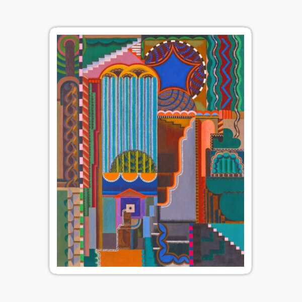 Item preview, 1919 Geometric "Composition" abstract landscape painting on canvas print by Auguste Herbin designed and sold by Jéanpaul  Ferro.