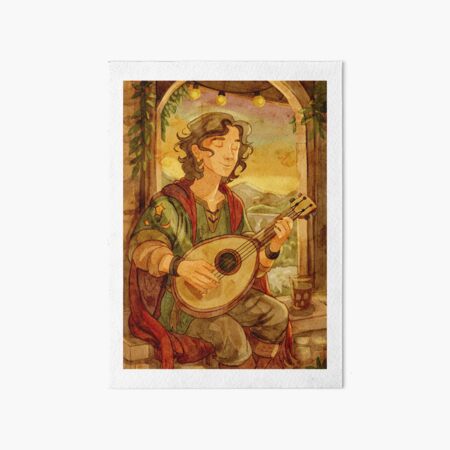 Item preview, Barde Fantasy – Musicien d'Été en Taverne – Illustration Aquarelle Fantasy designed and sold by nuinlyflore.