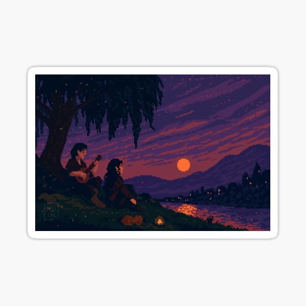 Item preview, Sous le Saule aux Lucioles | Illustration Pixel Art Fantasy designed and sold by nuinlyflore.