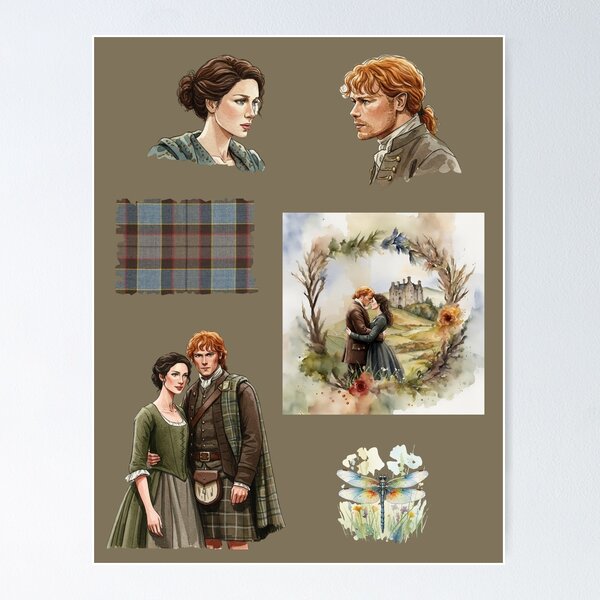 Aperçu de l'œuvre Autocollants Outlander - Jamie et Claire créée et vendue par dealchica.