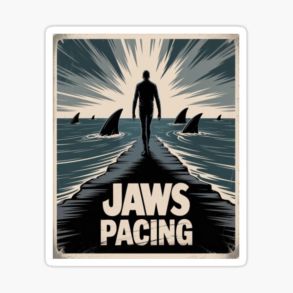 Item preview, Jaws Pacing Suspenseful Silhouette Graphic Tee designed and sold by stickercuffs.
