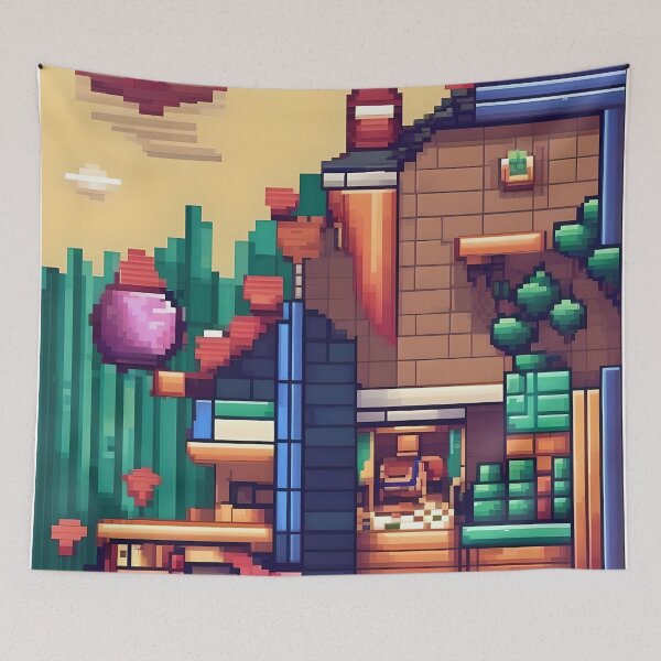 Item preview, Pixelated House Abstract Art designed and sold by Esterlane.