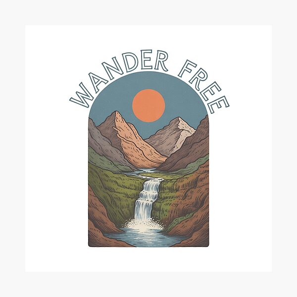 Item preview, Wander Free Mountains Drawing | T-Shirt designed and sold by NicolasGlowArt.