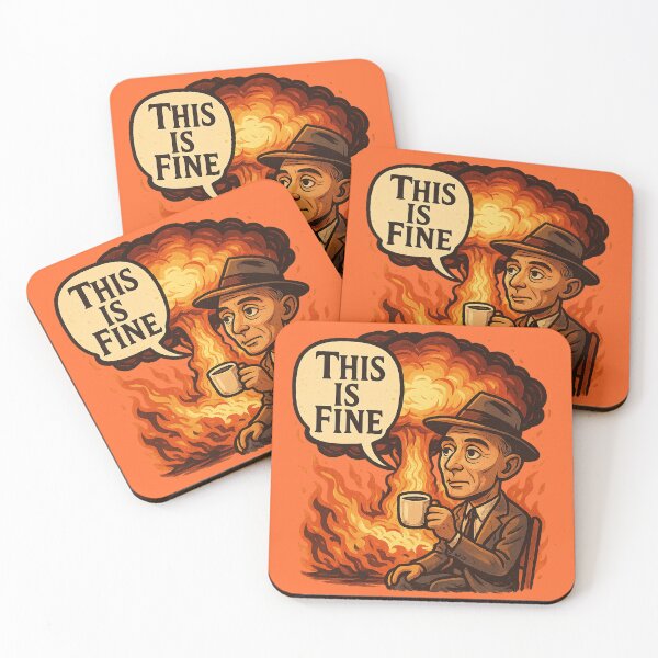 Item preview, Oppenheimer “This Is Fine” Meme Mashup – Atomic Calm in Chaos designed and sold by GirlyPopped.