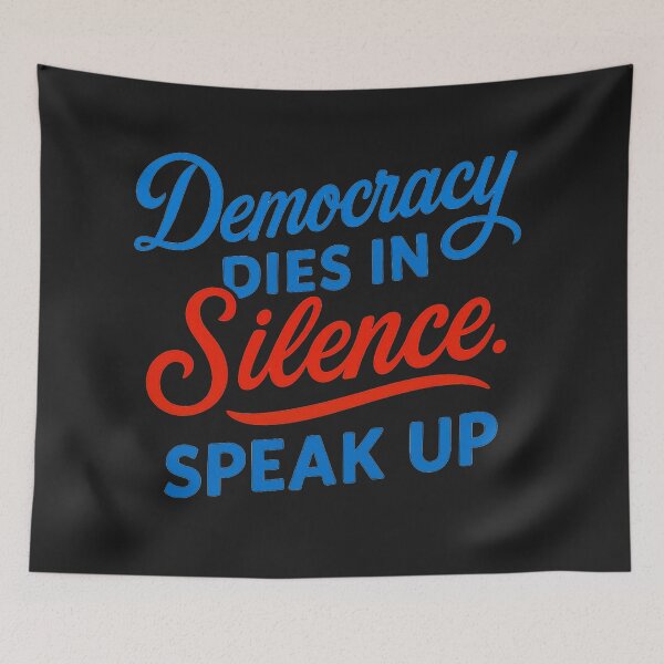 Item preview, Democracy Dies In Silence. Speak Up: Patriotic Protest Typography Art designed and sold by elynne9.