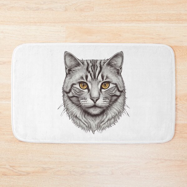 Item preview, Tabby cat with golden eyes on a black and white drawing designed and sold by Danh Style.