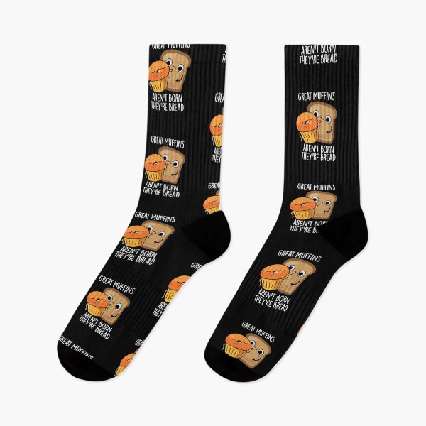 Item preview, Great Muffins Aren't Born They're Bread Funny Food Pun (Dark BG) designed and sold by punnybone.
