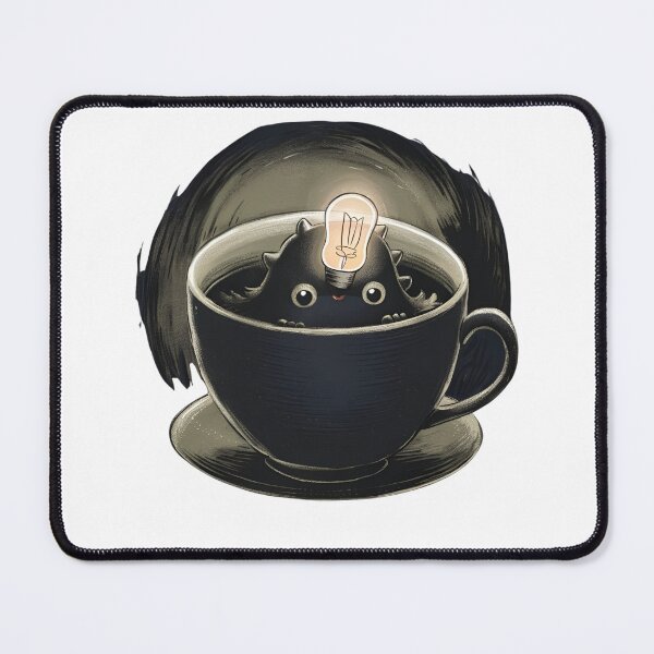 Item preview, Tiny Dark Monster Sitting in a Coffee Cup Illustration, Vintage art designed and sold by Pixcelcosmic.