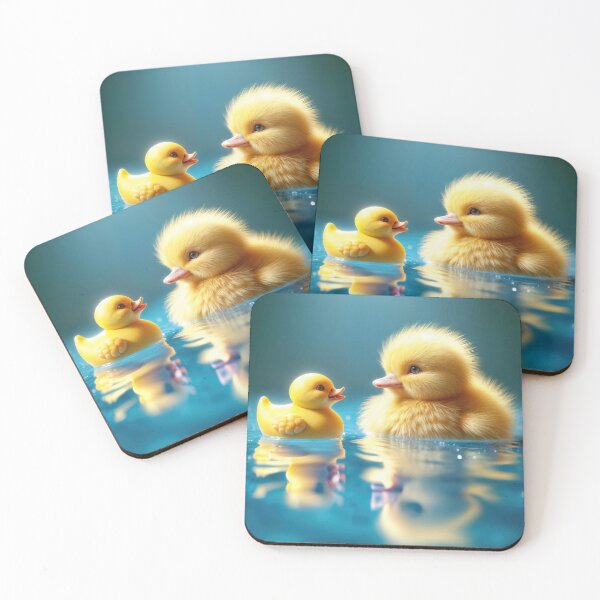 Item preview, Yellow Duckling With Toy Duck On Blue Water designed and sold by Maria Dryfhout.