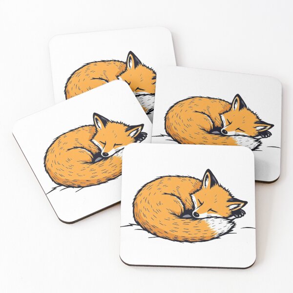 Item preview, Cozy Curled Fox - Minimal Line Art designed and sold by Little KAIJU.