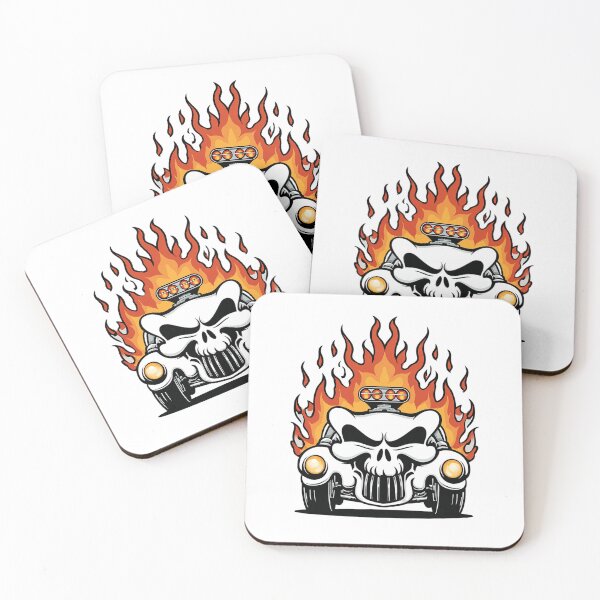 Item preview, Flaming Skull Hot Rod – Hellfire Muscle Car Cartoon Design designed and sold by Alphakenon.