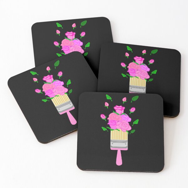 Item preview, Pink brush with soft roses and green leaves designed and sold by katecheerycake.