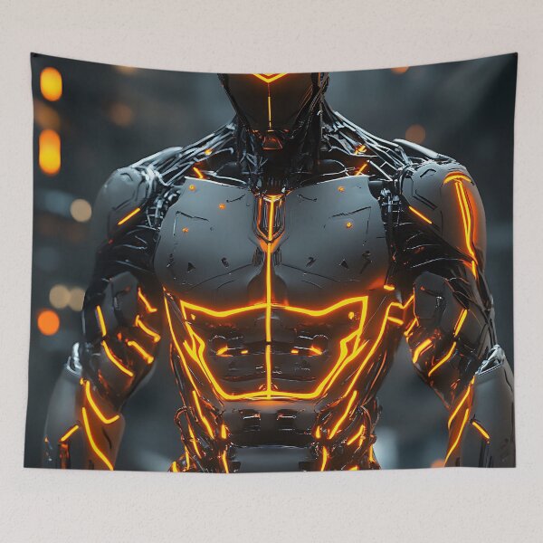 Item preview, Cyberpunk Cyborg Orange Neon designed and sold by hyproinc.