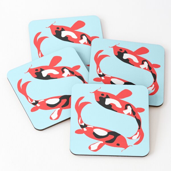 Item preview, Two koi fish in orange, white and black, swimming in the lake while circling each other like yin and yang designed and sold by katecheerycake.