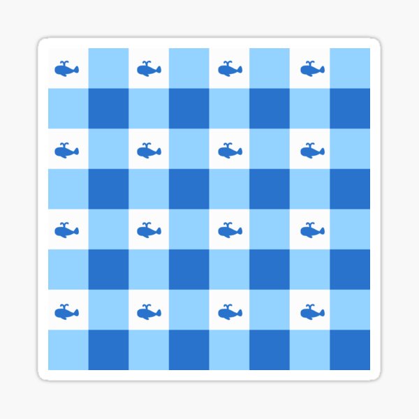 Item preview, Checkered blue pattern whales designed and sold by sammer-studio.