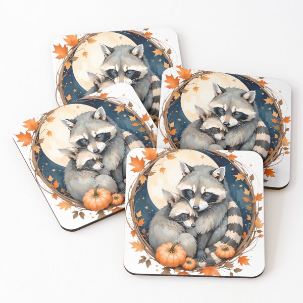 Item preview, Cozy Autumn Raccoons designed and sold by Faizan1610.