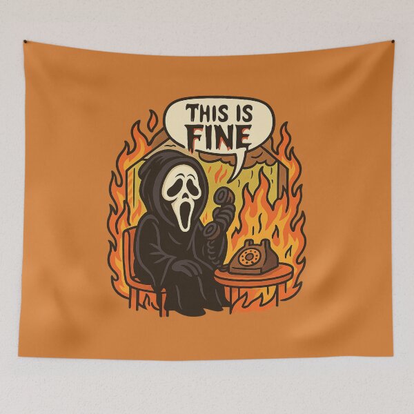 Item preview, Ghostface “This is Fine” Meme – Scream Parody Chaos designed and sold by GirlyPopped.