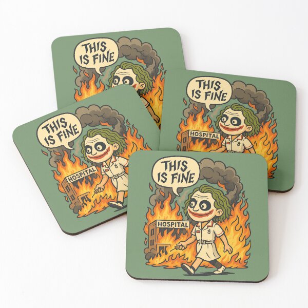 Item preview, “This is Fine” Joker – Heath Ledger Hospital Explosion Meme Mashup designed and sold by GirlyPopped.