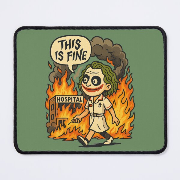 Item preview, “This is Fine” Joker – Heath Ledger Hospital Explosion Meme Mashup designed and sold by GirlyPopped.