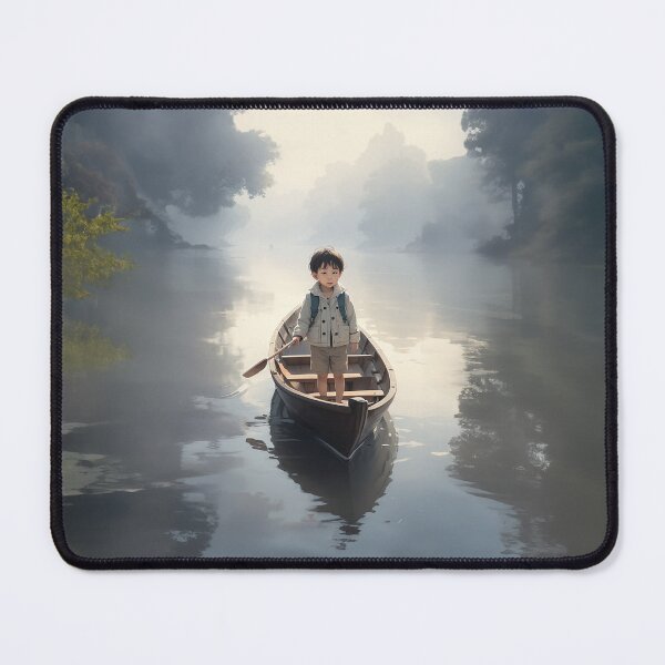 Item preview, A young Asian child on a small boat on a calm river designed and sold by Made-by-Gus.