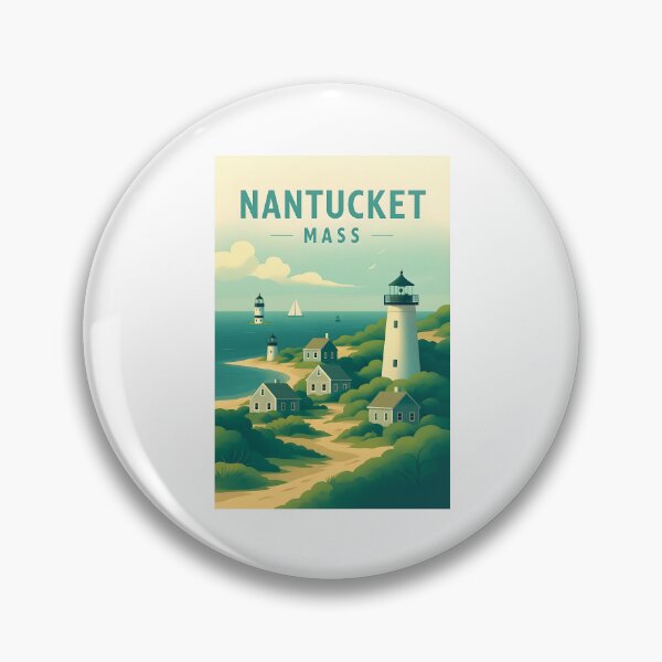 Item preview, Nantucket Art – Vintage Coastal Design of Massachusetts Island, Historic New England, Nautical Landscape Illustration designed and sold by TheNumbersGeek.