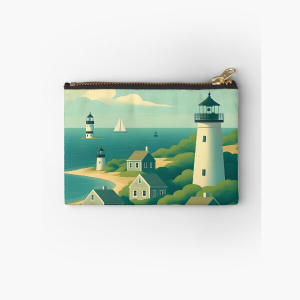 Item preview, Nantucket Art – Vintage Coastal Design of Massachusetts Island, Historic New England, Nautical Landscape Illustration designed and sold by TheNumbersGeek.