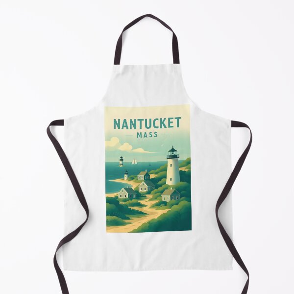 Item preview, Nantucket Art – Vintage Coastal Design of Massachusetts Island, Historic New England, Nautical Landscape Illustration designed and sold by TheNumbersGeek.