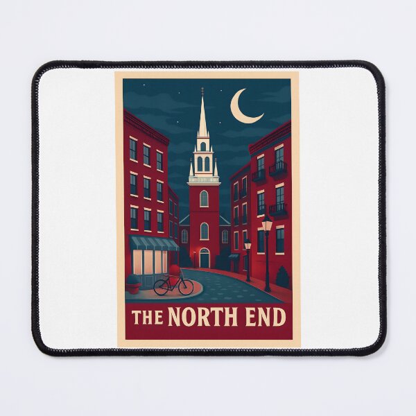 Item preview, The North End Boston Art – Vintage Night Scene Art, Historic Massachusetts Neighborhood Art designed and sold by TheNumbersGeek.