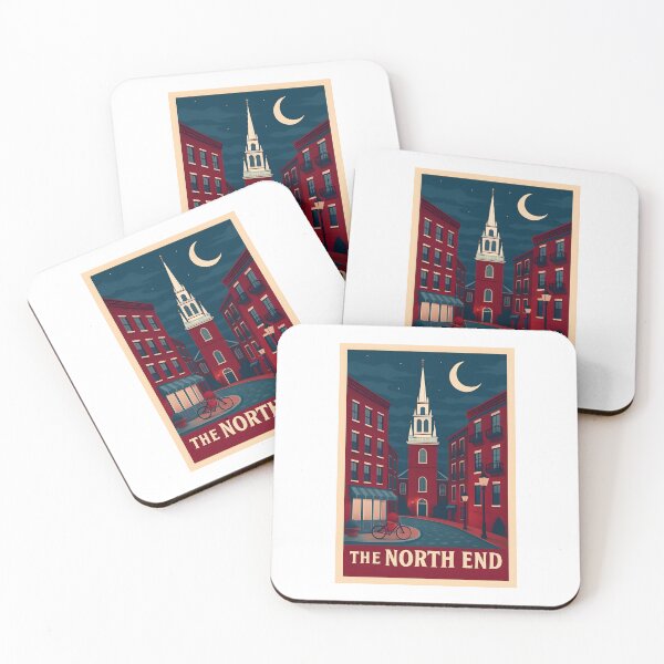 Item preview, The North End Boston Art – Vintage Night Scene Art, Historic Massachusetts Neighborhood Art designed and sold by TheNumbersGeek.