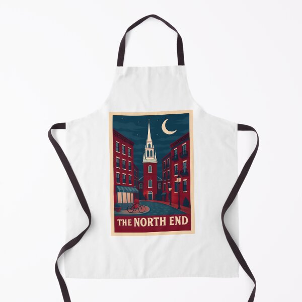 Item preview, The North End Boston Art – Vintage Night Scene Art, Historic Massachusetts Neighborhood Art designed and sold by TheNumbersGeek.
