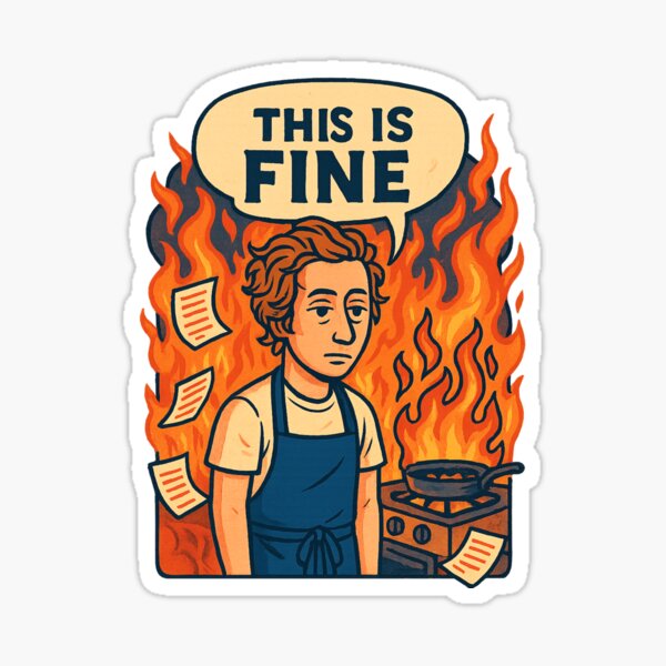 Item preview, “This is Fine” – The Bear Kitchen Chaos Meme Mashup designed and sold by GirlyPopped.