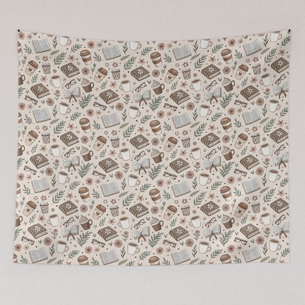Item preview, Coffee Books Flowers Cozy Reading Nook Pattern designed and sold by TuckerLogan.