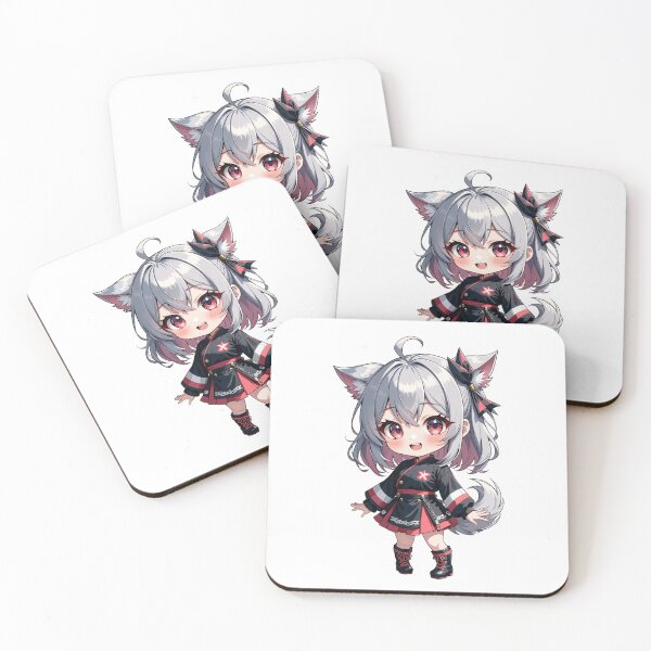 Item preview, Chibi Wolf Girl in Cool Outfit – Cute Anime Style Character designed and sold by KAWAII ART BOX.