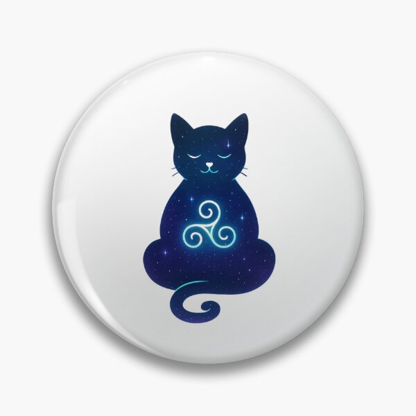 Item preview, blue cat meditating on the full moon designed and sold by Triskelzen.