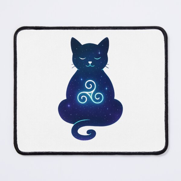 Item preview, blue cat meditating on the full moon designed and sold by Triskelzen.