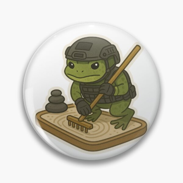 Item preview, Tactical Zen Frog – Warrior Frog Raking a Zen Garden designed and sold by BrinaandPops.