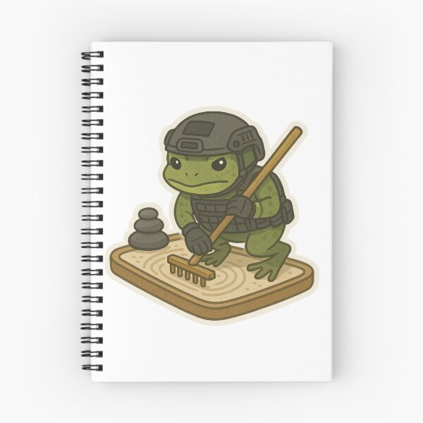 Item preview, Tactical Zen Frog – Warrior Frog Raking a Zen Garden designed and sold by BrinaandPops.